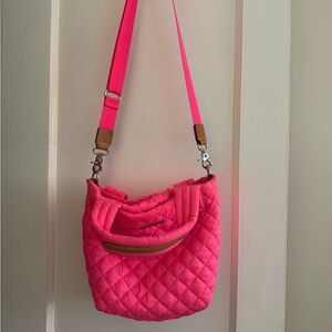 MZ Wallace Neon Pink Quilted Crossbody Bag